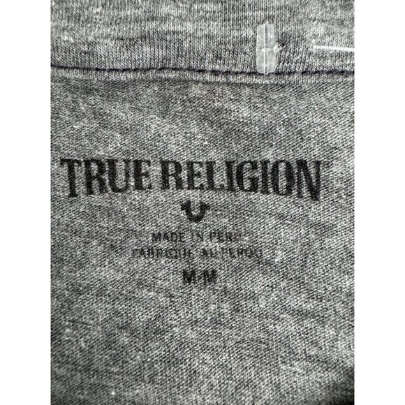 True Religion LOGO Mens M Heather Grey Camouflage TR Applique Tee Shirt NWT - Picture 4 of 11